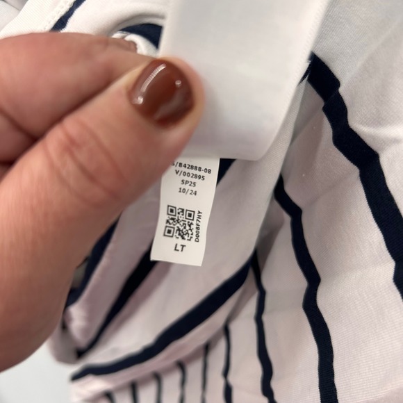 Athleta Essential Tee Dress Navy White Stripe Supima Cotton Knit Size L T - Picture 9 of 9